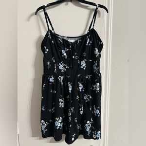 Hollister Black Floral Spaghetti Strap Romper